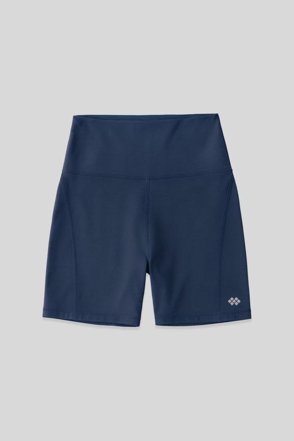 İndigo Kemer Detaylı Yüksek Bel Slim Fit Kısa Biker Kadın Tayt - 91017 - Image 1