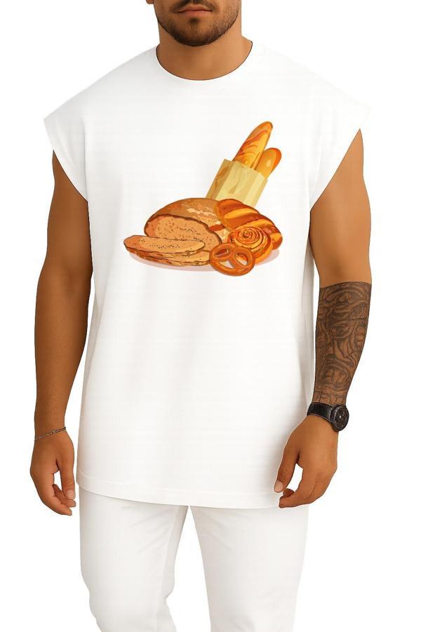 Oversize Baget Kruvasan Ekmek Simit Ekmek Hamur İşi Göğüs Tasarımlı Atlet - Image 1