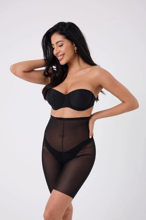 0007 Lazer Kesim Tül Yüksek Bel Şort Korse - Image 1