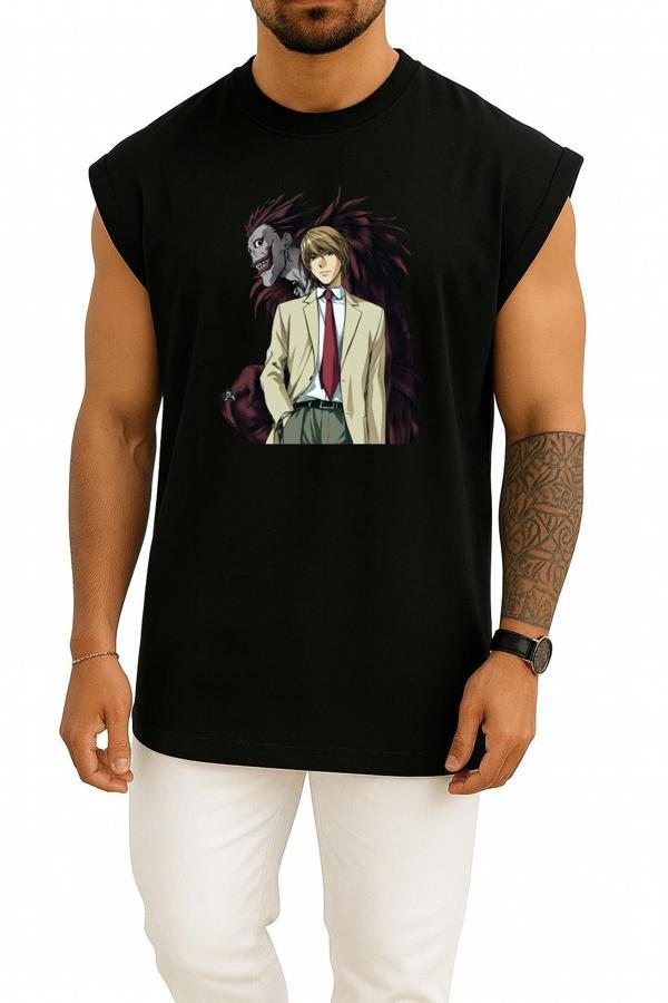 Oversize Light Yagami Ryuk Death Note Anime Göğüs Tasarımlı Atlet - Image 1