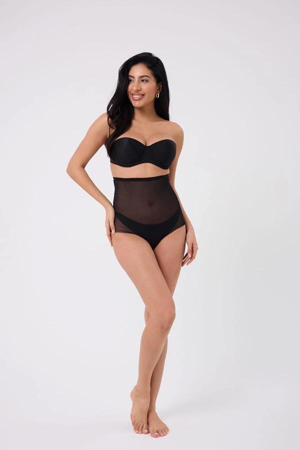 0006 Lazer Kesim Tül Yüksek Bel Slip Korse - Image 1