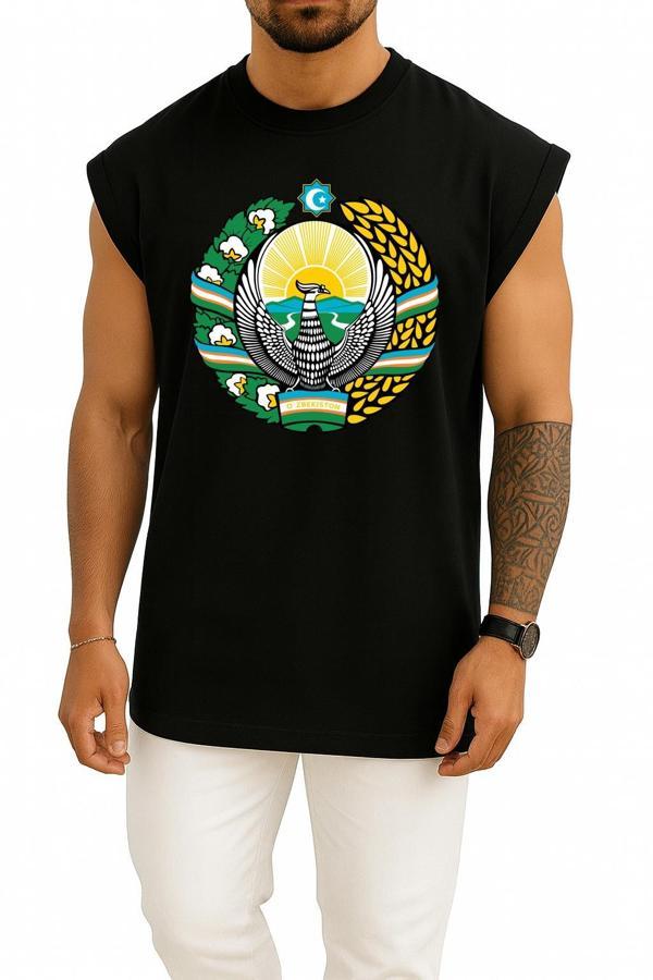 Oversize Tashkent Emblem Of Uzbekistan Coat Of Arms Göğüs Tasarımlı Atlet - Image 1
