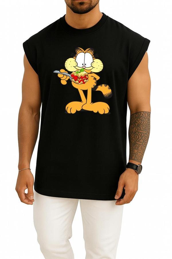 Oversize Garfield 'In Bingo Alt Özelliği Lasagneg Göğüs Tasarımlı Atlet - Image 1