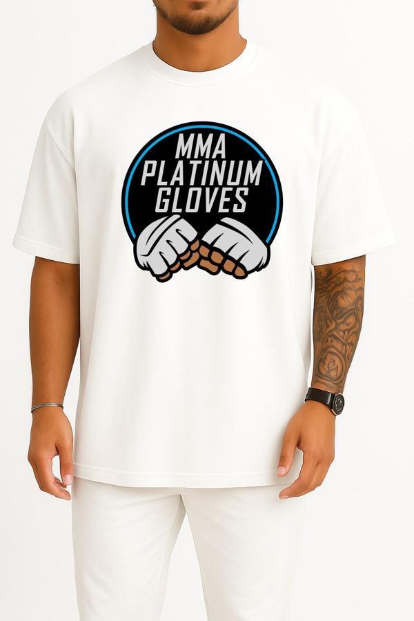 Oversize Mma Platinium Eldivenler Göğüs Tasarımlı Unisex T-Shirt - Image 1