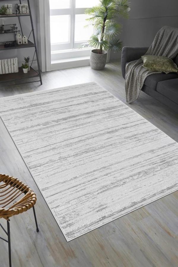 Pamuk Tabanlı Modern Tasarımlı  Sisal Çzigili Gri Renk Halı - Image 1