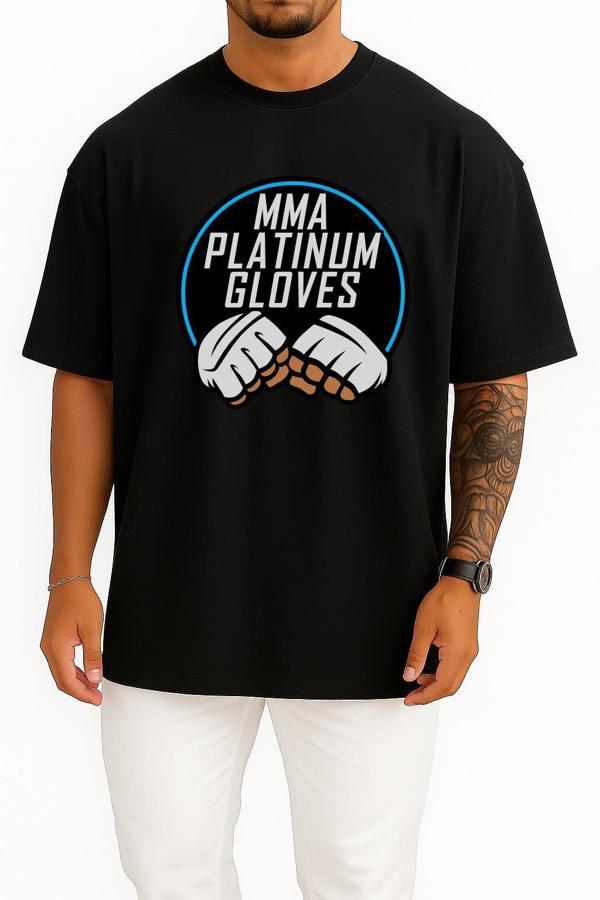 Oversize Mma Platinium Eldivenler Göğüs Tasarımlı Unisex T-Shirt - Image 1