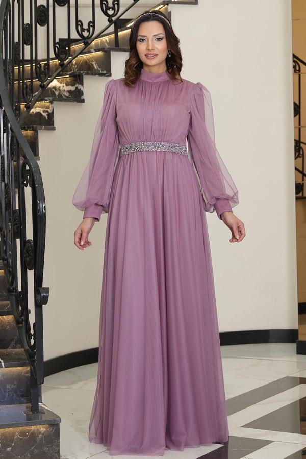 Alia Şık Taş Detaylı Büyük Beden Tesettür Abiye - Alya - Image 1