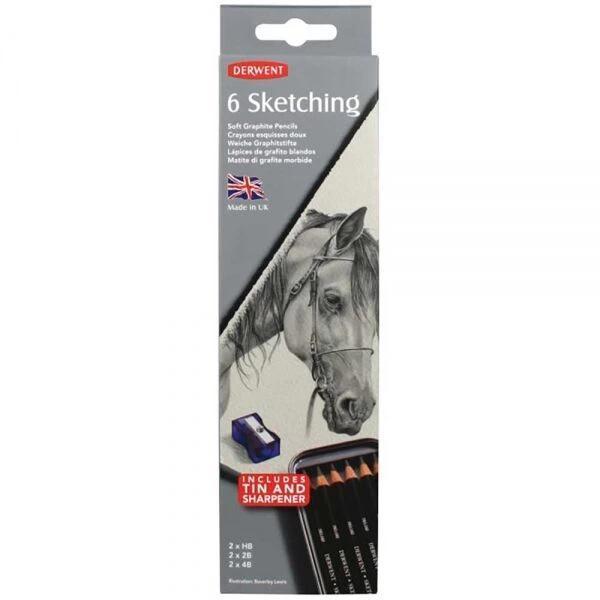 Supertrend Sketching Pencils Karakalem Eskiz Çizim Kalemi Seti 6'lı Teneke Kutu - Image 1