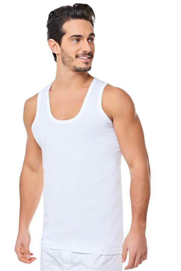 6 lı Seher Erkek Penye Askılı Atlet Klasik Beyaz Kolsuz Atlet - Image 1