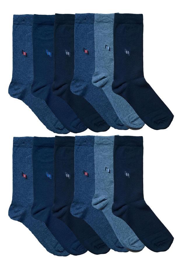 Ekonomik Erkek Uzun Soket Çorap Rejenere Pamuklu 12 li Paket - Image 1