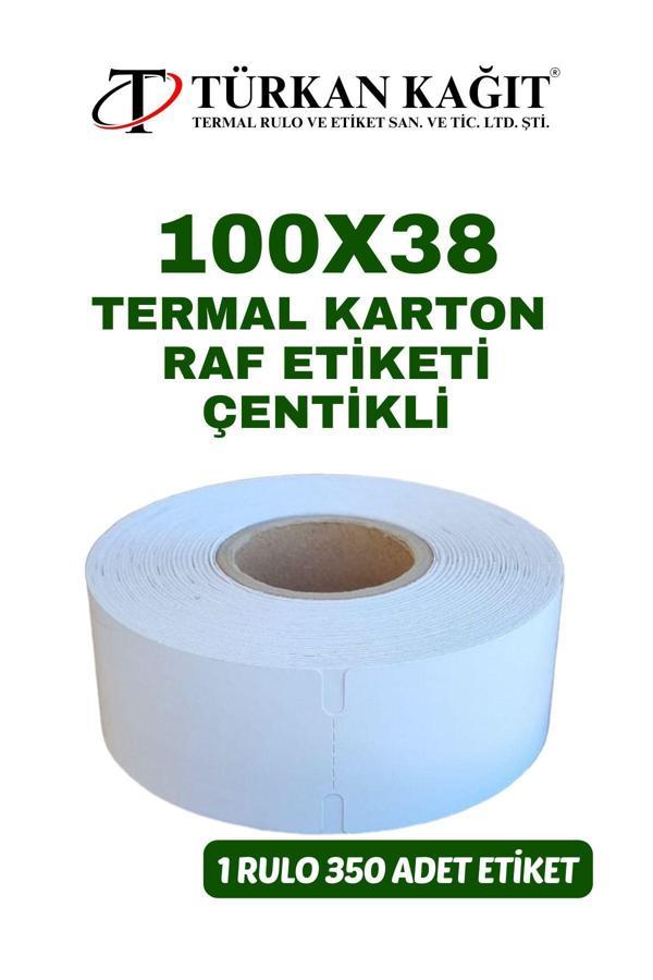 Türkan Kağıt 100X38 Termal Karton Raf Etiketi 350 Sarım Çentikli 1 Adet - Image 1