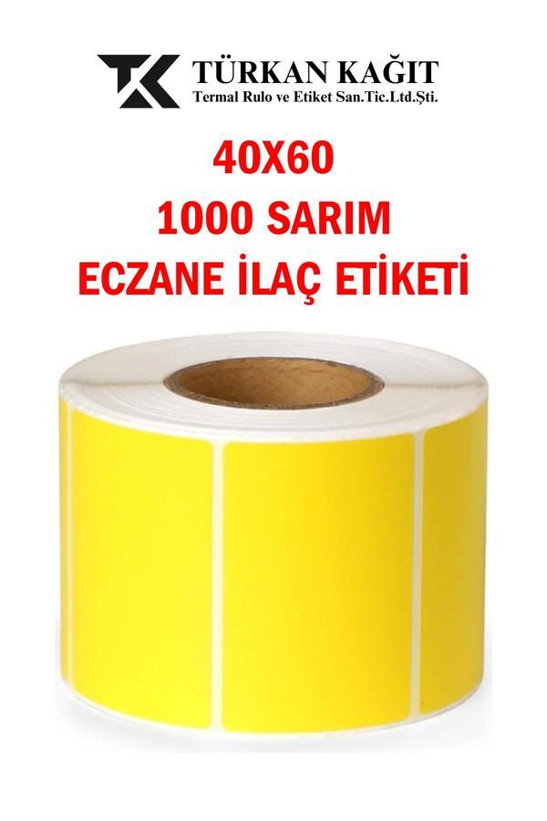 Türkan Kağıt 40X60 1000Li Eczane Ilaç Tarif Etiketi Sarı Renk (1 Rulo 1000 Etiket) - Image 1