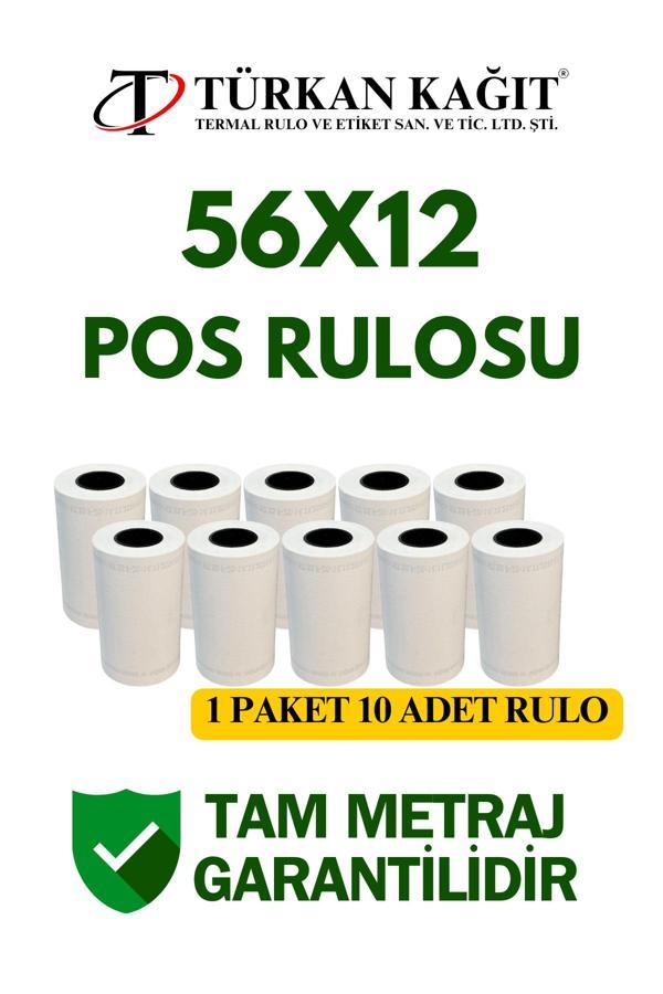 Türkan Kağıt 56X12 Termal Rulo - Yazarkasa Pos Rulosu 10 Paket 100 Adet - Image 1