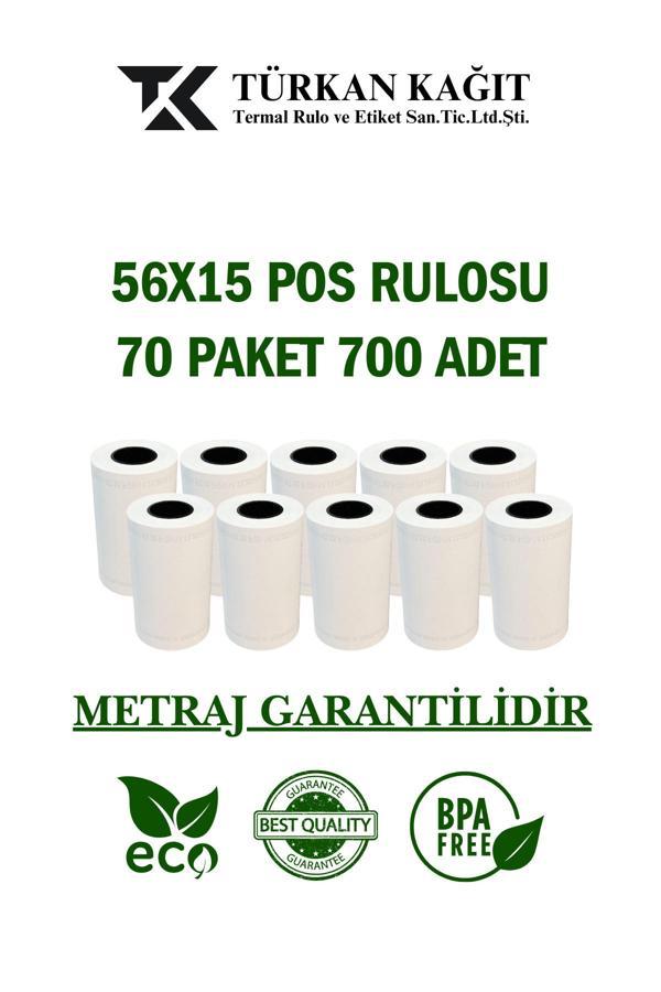 Türkan Kağıt 56X15 Termal Pos Rulosu 70 Paket 700 Adet Tam Metraj Garantili - Image 1