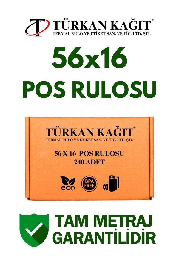 Türkan Kağıt 56X16 Termal Rulo Yazarkasa Pos Rulosu 24 Paket 240 Adet - Image 1