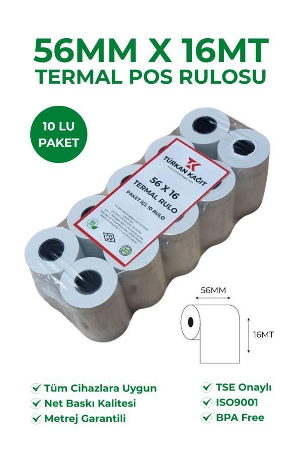 Türkan Kağıt 56X16 Termal Rulo Yazarkasa Pos Rulosu 24 Paket 240 Adet - Image 1