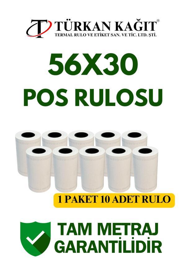 Türkan Kağıt 56X30 Termal Rulo - Yazarkasa Pos Rulosu 10 Paket 100 Adet - Image 1