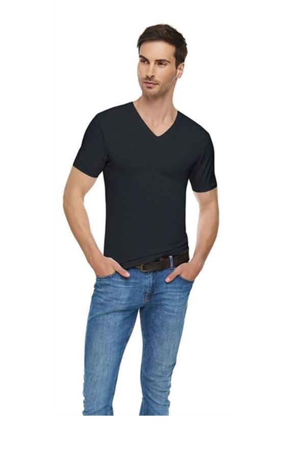 Tutku İç Giyim Elit Likralı V Yaka Kısa Kol Erkek Fanila - Image 1