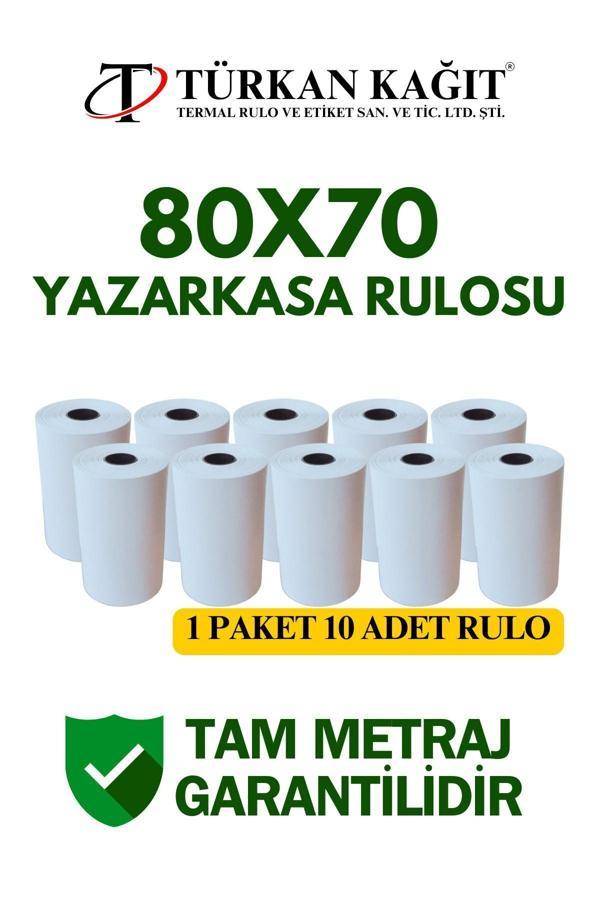 Türkan Kağıt 80X70 Termal Rulo - Yazarkasa Adisyon Rulosu 1 Paket 10 Adet - Image 1