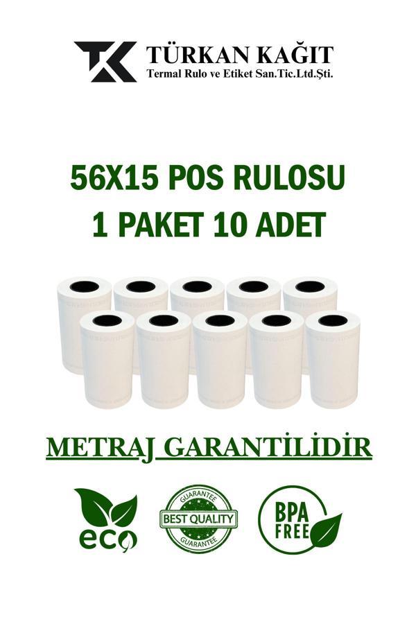 Türkan Kağıt 56X15 Pos Rulosu 1 Paket 10 Adet Termal Rulo - Yazarkasa Pos Rulosu - Pos Kağıdı - Image 1
