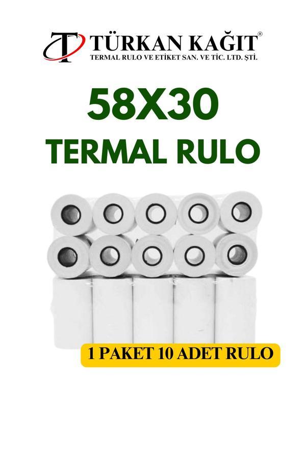 Türkan Kağıt 58X30 Termal Rulo 1 Paket 10 Adet - Image 1