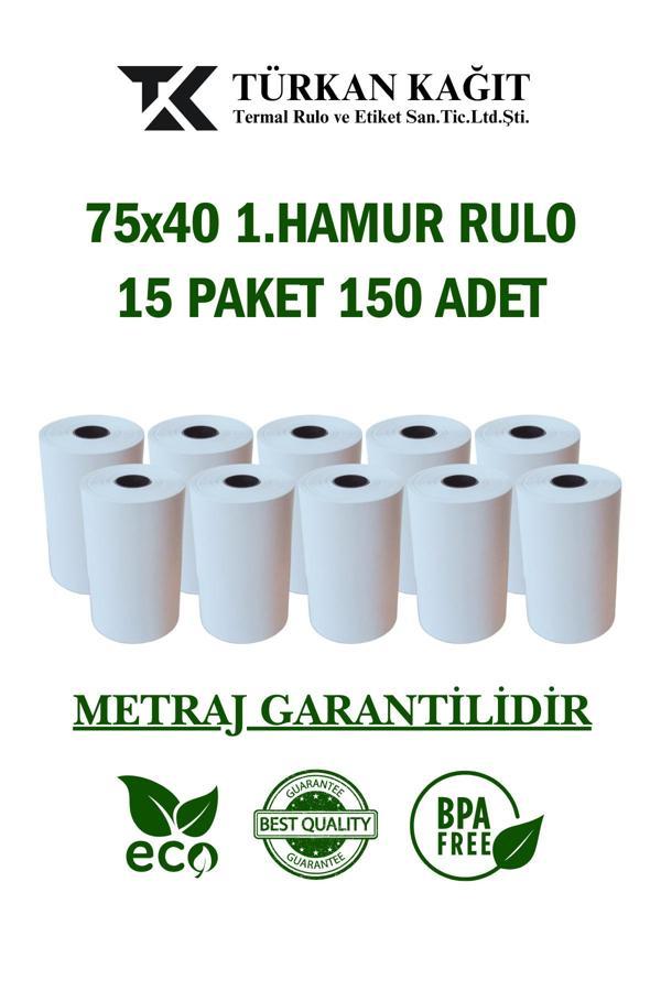 Türkan Kağıt 75X40 1.Hamur Rulo 15 Paket 150 Adet - Image 1