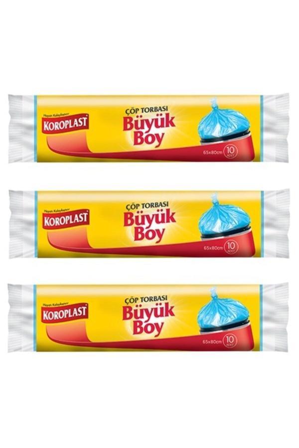 Koroplast Güçlü Büyük Boy Çöp Torbası 10'Lu 3 Paket 65X80 Cm - Image 1
