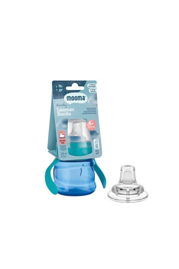 Mooma Kindy Damlatmaz Egitici Su Alıştırma Bardağı 200 Ml 6 Ay - Aqua Blue - Image 1