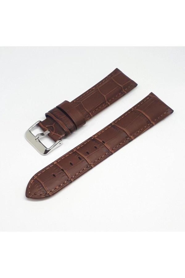 22mm Golf Marka Kahve Croco Hakiki Deri Saat Kordonu - Image 1
