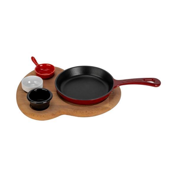 Yuvarlak Kızartma Tavası Yekpare Saplı Kayın Ahşap Altlık. Çap(Ø)16cm. - Image 1