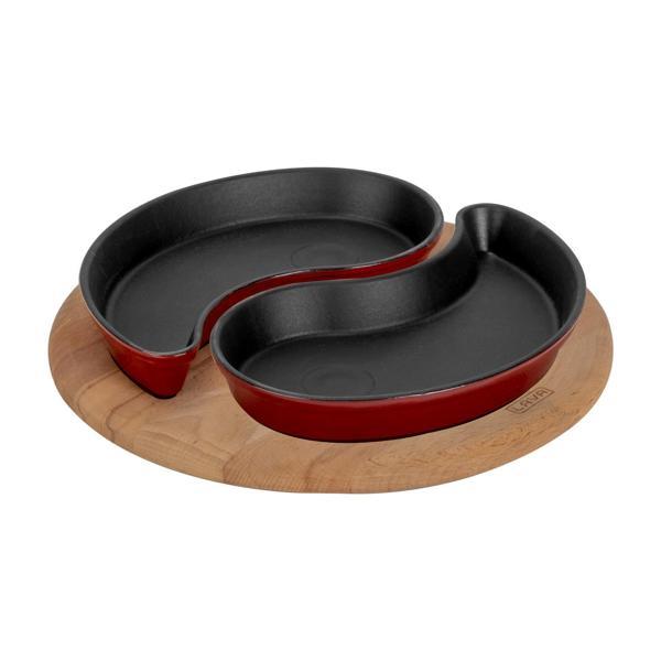 Damla Formlu 2'li Set Yingyang Fajita Tabağı Kayın Servis Ahşabı Ölçü 10x20cm. - Image 1