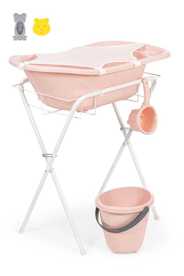 Babyjem Ayaklı Banyo Küvet Seti 7 Parça Pembe - Image 1
