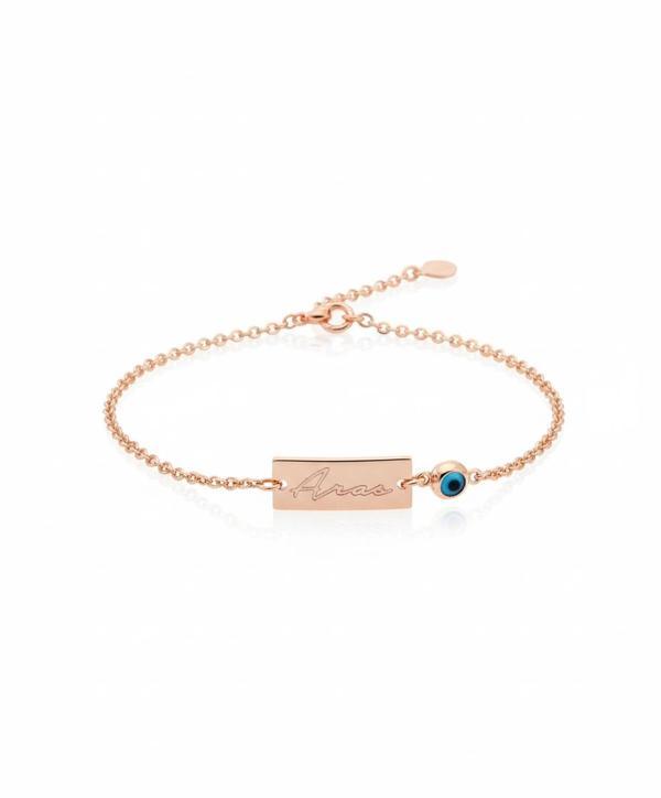 Nazarlı Gümüş İsim Bileklik - Rose - Image 1