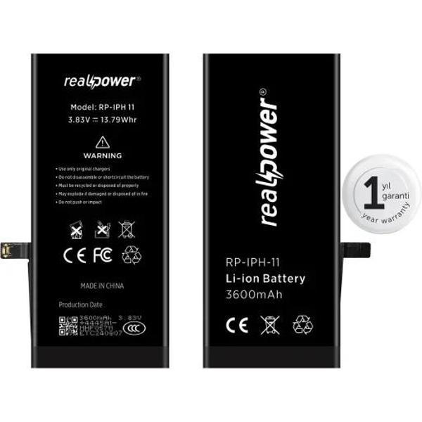 Realpower Apple Uyumlu iPhone 11 Yüksek Kapasiteli Batarya 3580Mah - Image 1