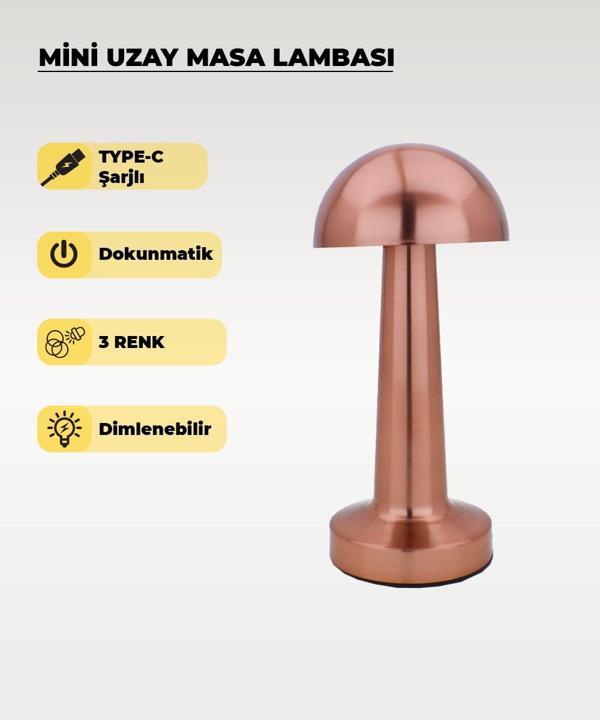 Rose Mantar Masa Lambası - Dokunmatik - 3 Renk Işık - Image 1