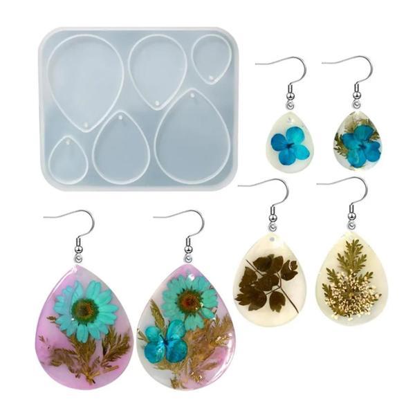 Epoksi Silikon Kalıp Çoklu Anahtarlık Damla Model Delikli Kolye Küpe Kalıbı - Image 1