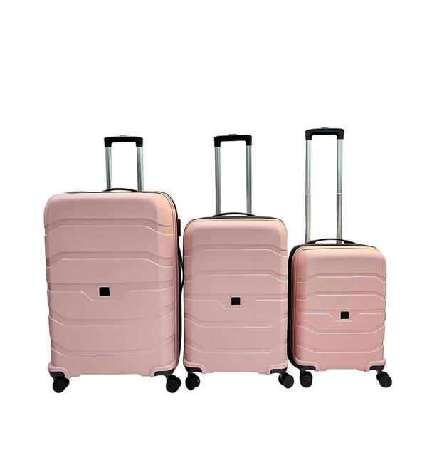 Pp Silikon Kırılmaz 3'lü Valiz Seti Pembe - Image 1