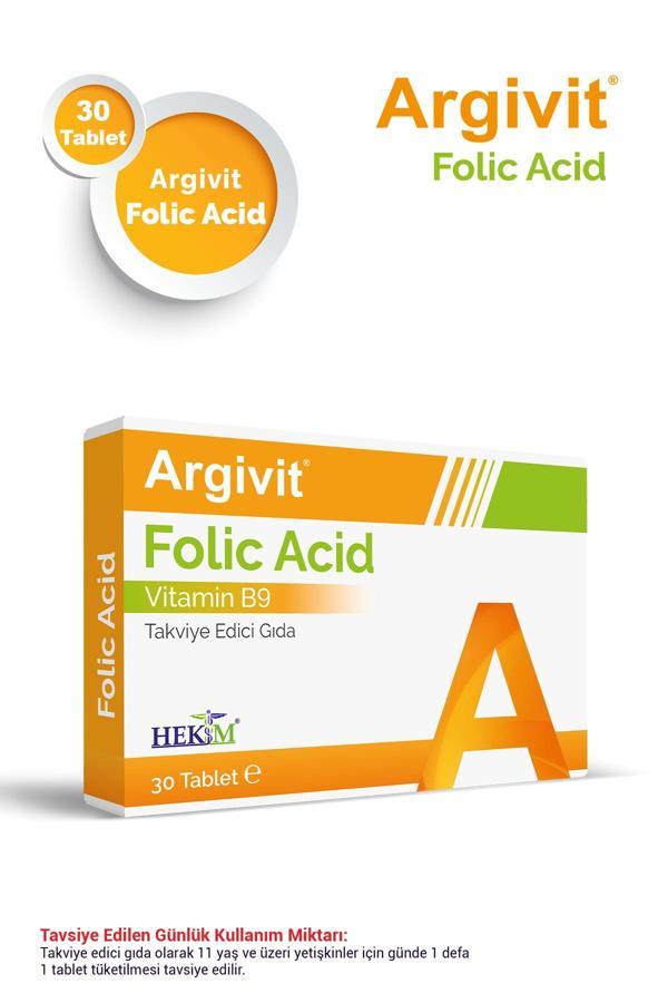 Argivit Folik Asit Vitamin B9 İçeren Takviye Edici Gıda 30 Tablet - Image 1