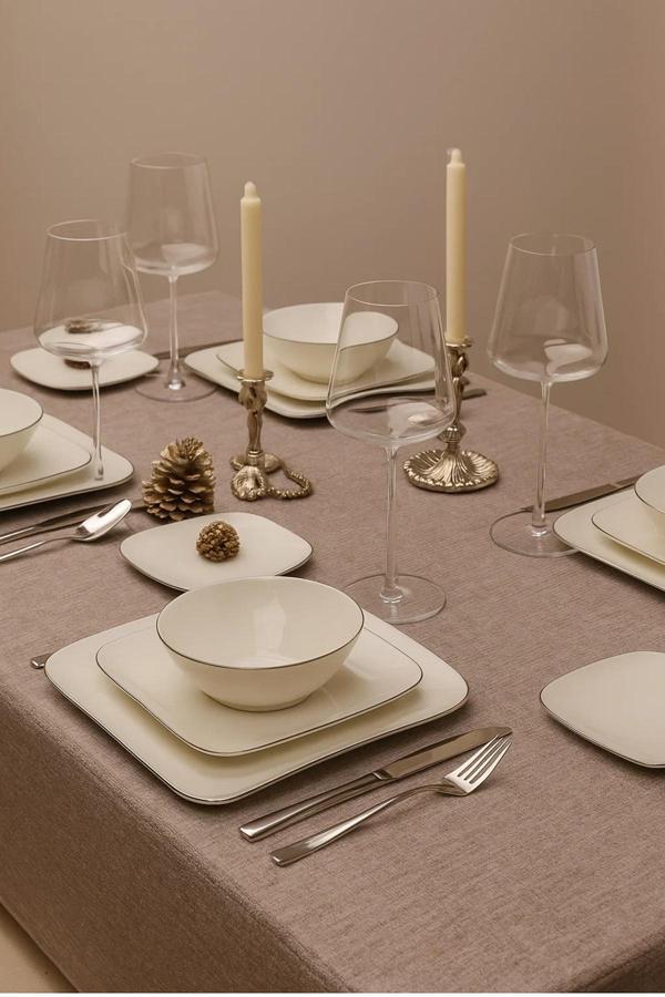 BNMNS24Y2530 Bone Minas 24 Parça 6 Kişilik Yemek Takımı Platin - Image 1
