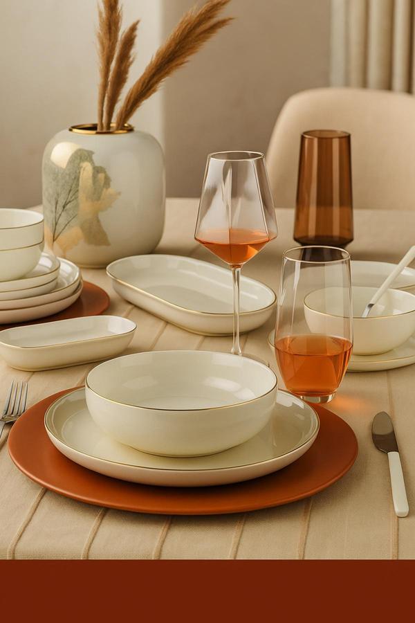 BNMOD16YSA520 Bone Moderna 4 Kişilik 16 Parça Mat Altın File Yemek Takımı - Image 1