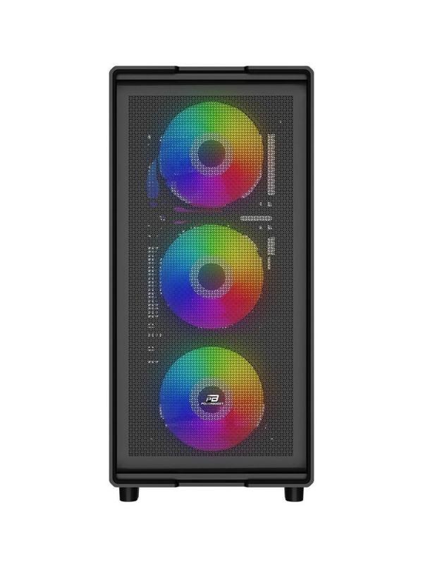 Powerboost A601B 600W 80+ Temperli Camlı 4x12CM Rainbow Fanlı Mesh Mid-T Atx Gaming Siyah Kasa - 600 W - Image 1
