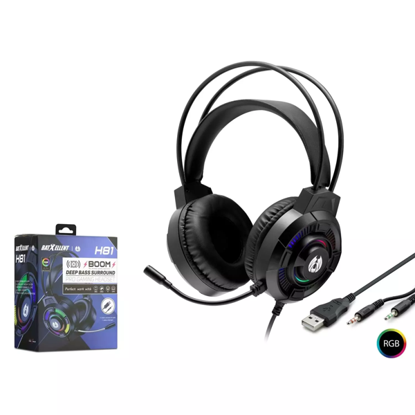 Hadron H81 Gaming Kulaklık 2*3.5Mm + Usb Rgb Siyah - Image 1