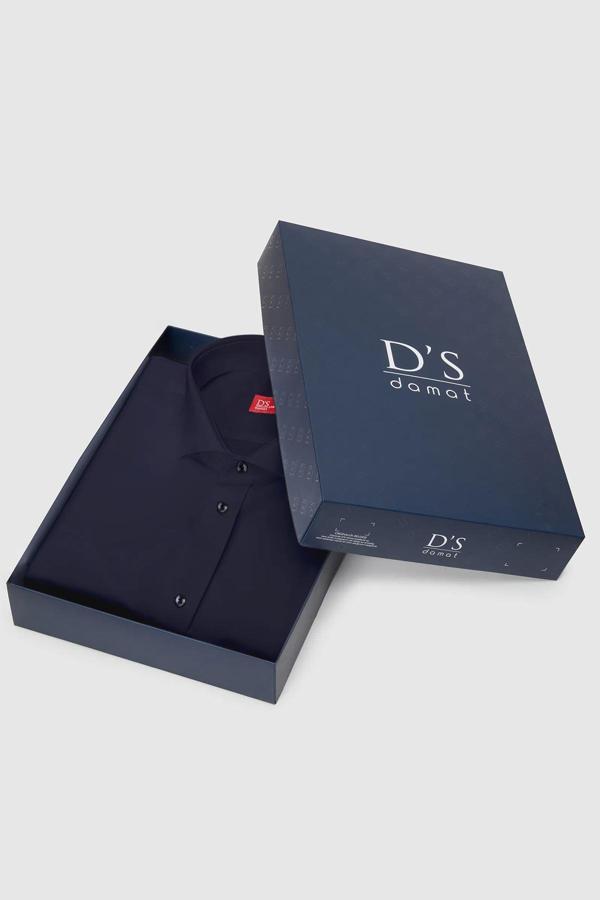 Damat Slim Fit Lacivert Kutulu Gömlek - Image 1
