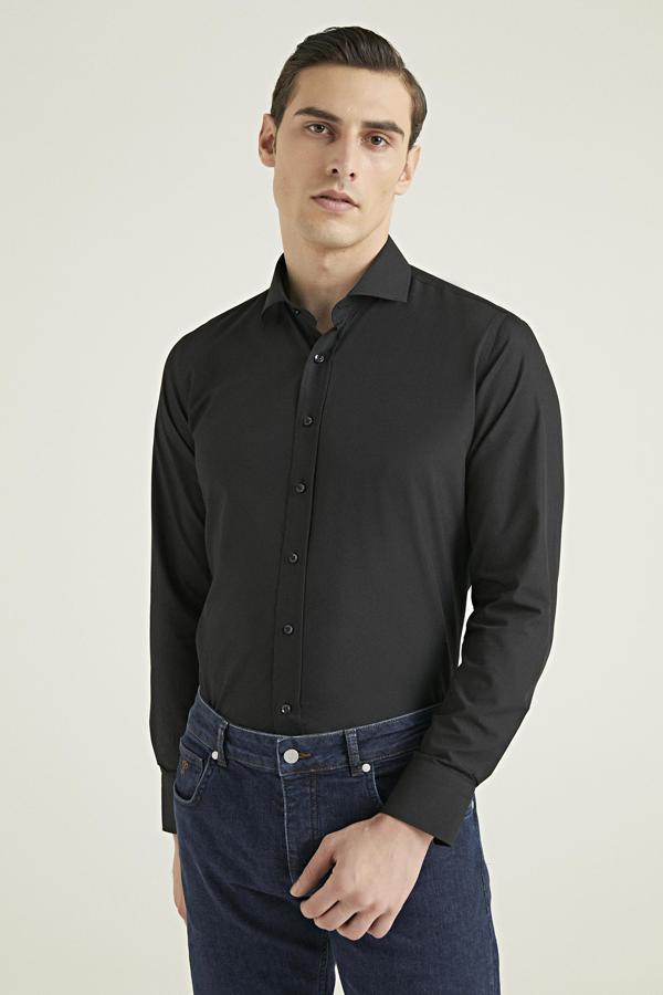 Ds Damat Slim Fit Siyah Nano Care Gömlek - Image 1