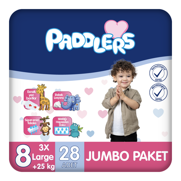 Paddlers Bebek Bezi 8 Numara XXX-Large 28 Adet (25+Kg) Jumbo Paket - Image 1