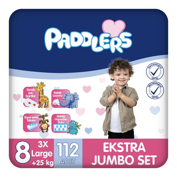 Paddlers Bebek Bezi 8 Numara XXX-Large 112 Adet (25+Kg) Ekstra Jumbo Set - Image 1