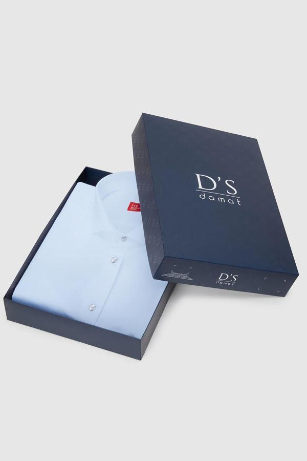 Damat Slim Fit Mavi Kutulu Gömlek - Image 1