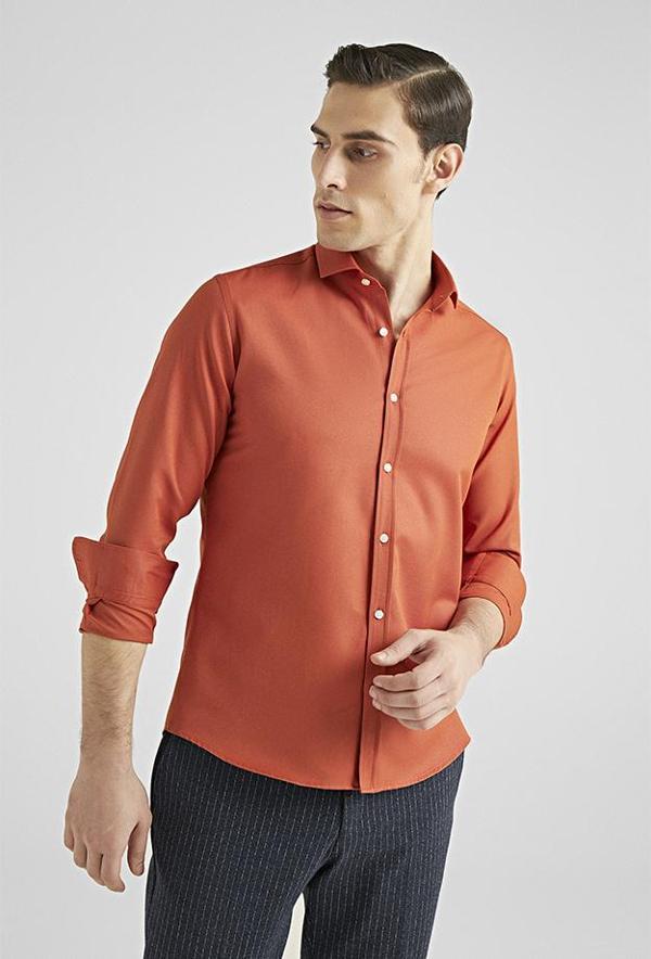 Twn Slim Fit Turuncu Oxford Gömlek - Image 1