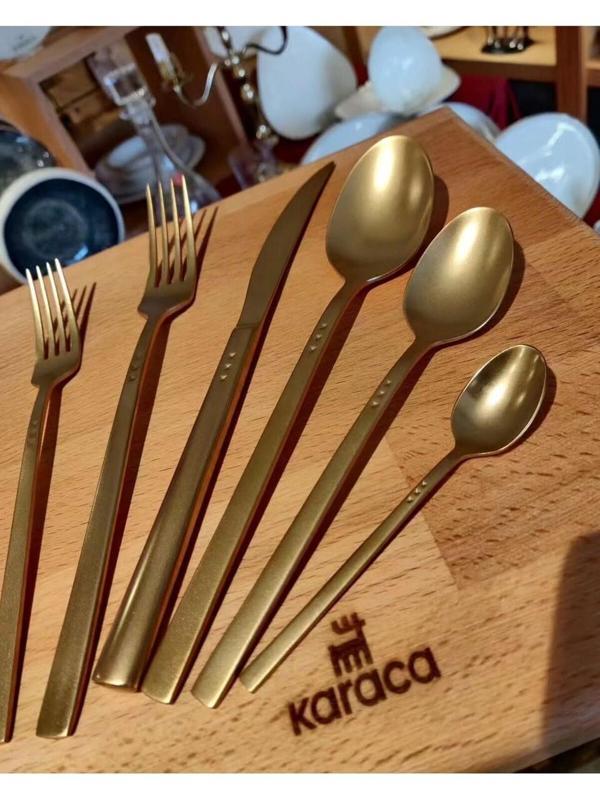 Karaca Starbeat Mat Gold 72 Parça Elegance Çatal kaşık bıçak takımı Kutulu - Image 1