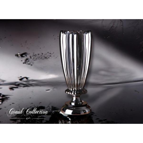 GÖNÜL DEKORATİF KRİSTAL CAM VAZO FÜME - Image 1